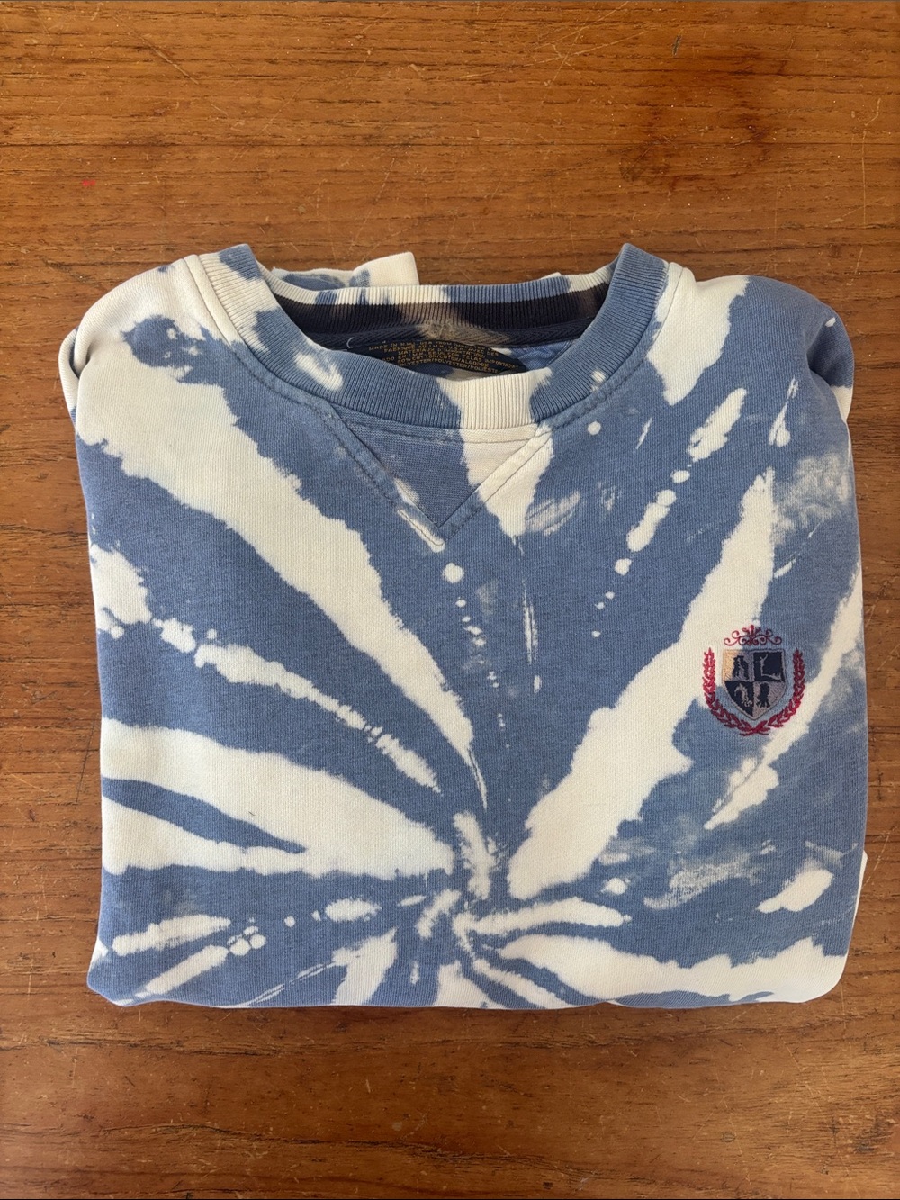 Tommy Hilfiger Blue and White Tie-Dye Crewneck Sweatshirt